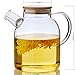 Gobize 61 Oz Large Capacity Borosilicate Glass Pitcher with Natural Bamboo Lid and Stainless Strainer