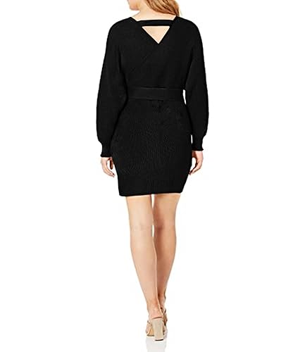 Mansy Women's Sexy Cocktail Batwing Long Sleeve Backless Mock Wrap Knit  Sweater Mini Dress (S, Black) in Dubai - UAE