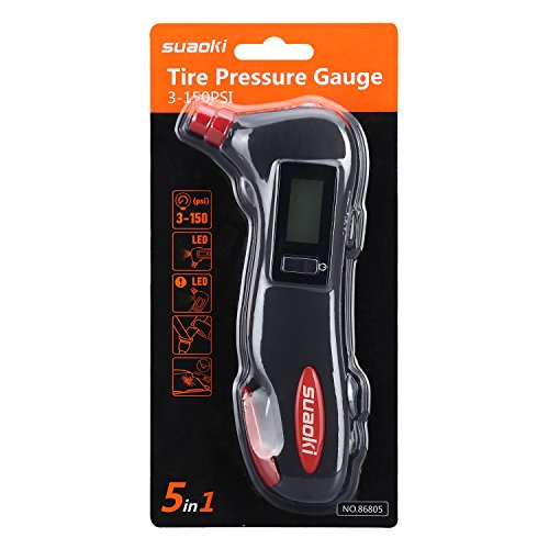 SUAOKI Digital Tire Pressure Gauge 150 PSI with 5 in 1 Rescue Tools of LED Flashlight, Car Window Hammer, Seatbelt Cutter, Red Safety Light and Tire Gauge for Car, Motorcycle - Thumbnail 7