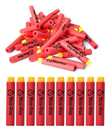 6MILES 2016 Newest Design 200 Pcs 7.2*1.3 Cm EVA Sponge Red Foam Soft Refill Bullet Darts for Nerf N-strike Elite Series Blasters Kid Toy Gun Parts Play Game Gift(Soft Head made of TPR Material)