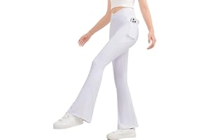 JOCMIC Girls Flare Leggings Kids Bell Bottom Pants Cross High Waisted Dance Yoga Flared Leggings