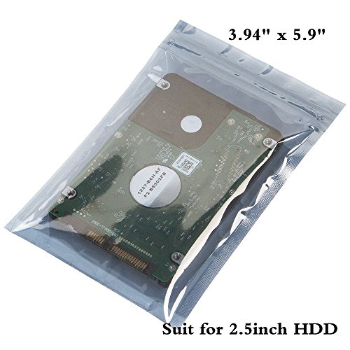 QNINE Antistatic Bags, 100pcs ESD Bags, Anti Static Resealable Bags for Electronics, 3.5 Hard Drive, 2.5 Solid State Drive, ESD Shielding Bags for Desktop Laptop PC Accessories and Electronic Devices