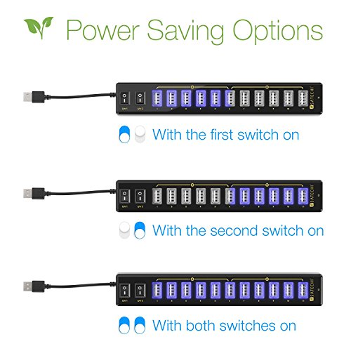image for Satechi 12 Port USB Hub with Power Adapter & 2 Control Switches for 20