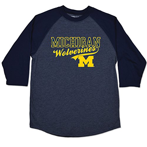 NCAA Michigan Wolverines Youth Home Run Raglan Tee, Size 14-16/Large, Navy