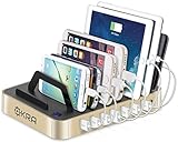 Okra 7-Port Hub USB Desktop Universal Charging Station Multi Device Dock for iPhone, iPad, Samsung Galaxy, LG, Tablet PC and all Smartphones and Tablets (Gold)