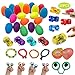 UNGLINGA Pre Filled Easter Eggs with Toys Inside Plastic Surprise Egg Hut Easter Basket Stuffers for Boys Girls - Pull Back Cars, Eyes Finger Puppet, Light Up Ring, Bead Bracelets