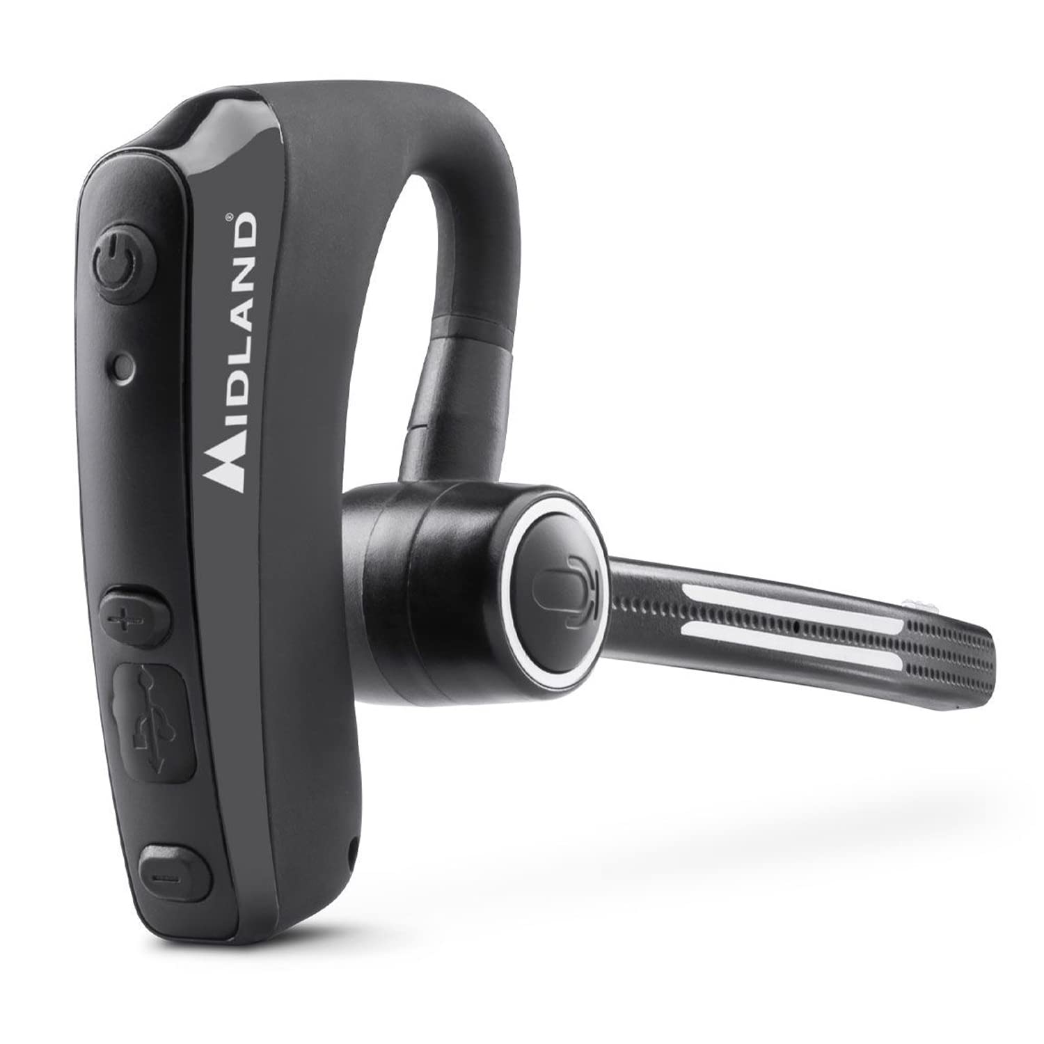 Midland - Dual Bluetooth Headset with Built-in PTT, MWE Noise Cancellation, Compatible with CB Talk and BT Talk, Hands-Free Communication, Mono Earpiece with Boom Microphone