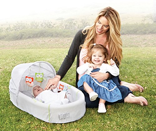 LulyBoo Portable Owl Theme Baby Lounge with Activity Bar and Rattle Toys