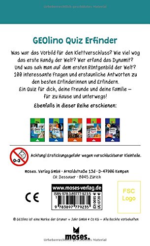 Geolino Quiz Erfinder | 100 Spannende Fragen Und Antworten | Für Kinder Ab  8 Jahren : Jürgen Winzer: Amazon.de: Bücher