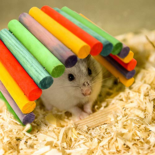 Wooden Ladder Bridge, Hamster Wooden Bridge Mouse Rodents Chew Toy Rat Natural Hideout Ladder, Small Animals Cage Wood Ladder for Guinea Pig Chinchilla Ferret Reptile (2 Ladder)