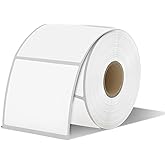 iEager White Square Thermal Label Stickers, 2"x2" Self-Adhesive Square Direct Thermal Labels with Perforation Line, 500 Sheets/Roll