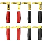WMYCONGCONG 8 PCS Right Angle Banana Plugs 90 Degree Screw Type Speaker Connector Audio Jack Connectors