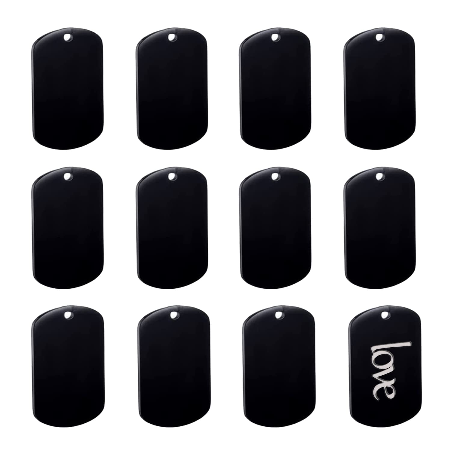 BENECREAT 30Pcs 50x29mm Stamping Blanks Aluminum Blank Dog Tags(Black) Shield Shape with Hole for Necklace Bracelet Jewelry Pendant, 1mm in Thickness