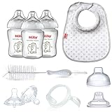 Nuby 92622 Natural Touch Newborn Bottle Feeding Kit (Starter Set) 0 months+ Easy Latch 3 Stages