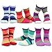 TeeHee Little Girls Cotton Crew Basic Roll Top Socks 6 Pair (6-8 Years, Indian Stripe)
