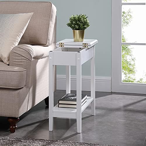 Naomi Home Roxy Narrow End Table with Storage, Flip Top Narrow Side