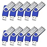 MECO 10Pcs 16GB 16G USB 2.0 Flash Drive Memory Stick Fold Storage Thumb Stick Pen Swivel Design Blue