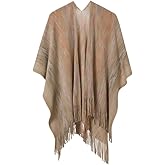 BOCOSO Women's Knit Shawl Wraps, Knitted Poncho Cape Open Front Cardigan Sweater with Tassel for Spring Fall Winter