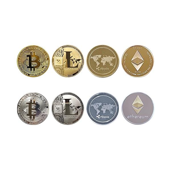 JARAGAR-Cryptocurrency-Gift-Set-8PCS-Bitcoin-BTC-Litecoin-LTC-Ripple-XRP-EthereumETH-Gold-Silver-Coins-Bitcoin-Coin-Collectors-Set-for-Crypto-Fans