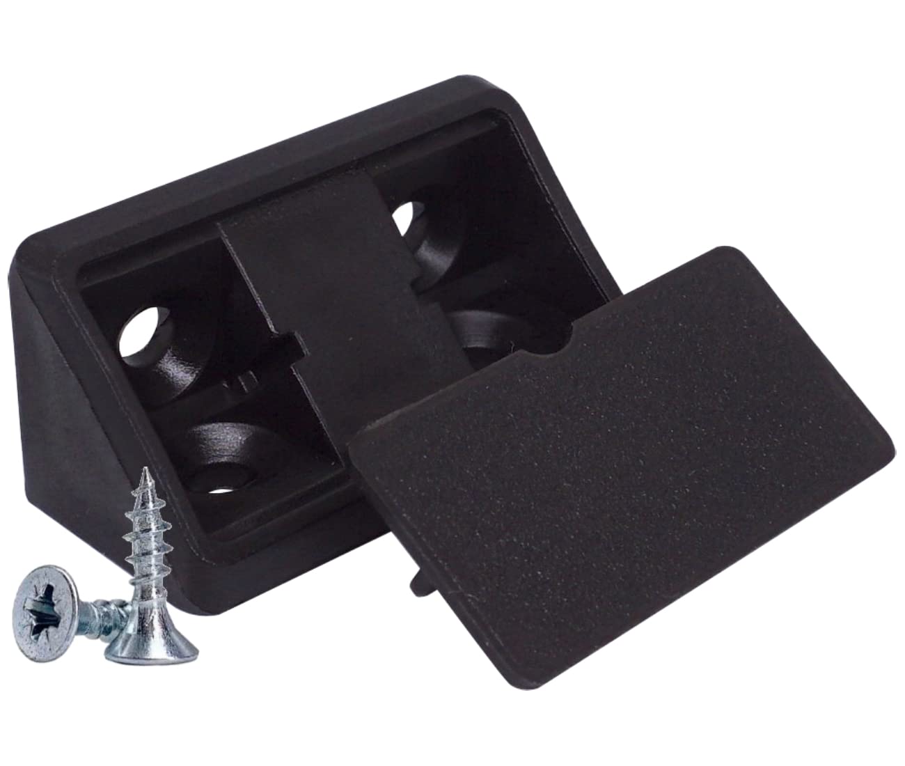 SKIR'CO (20 pcs) Black Shelf Brackets 44 x 20 x 20 mm, 90 Degree Furniture Corner Brace, Plastic Right Angle Joint, Screws Included (20, Black)
