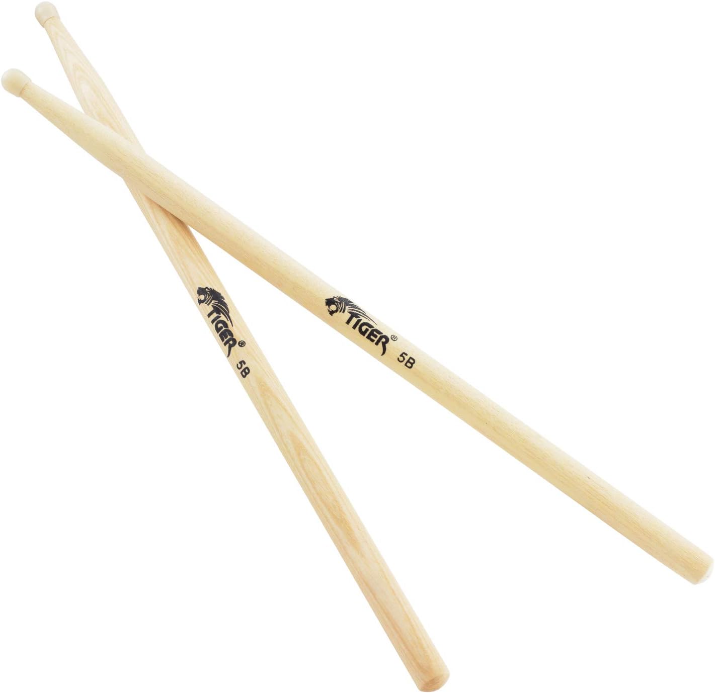 Tiger 5B Hickory Drumsticks with Nylon Tips, Natural