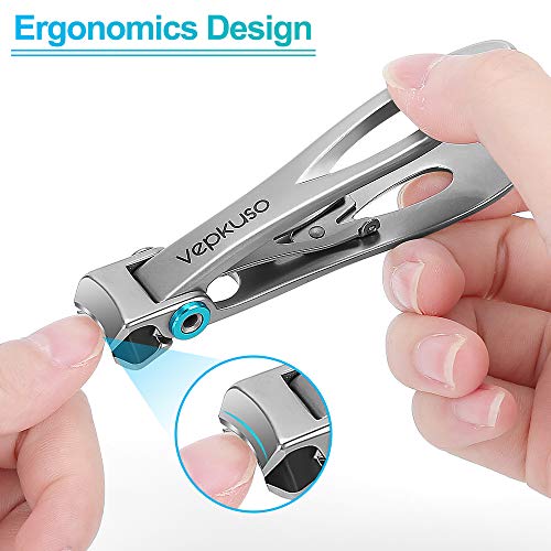 Nail Clippers for Thick Nails -Stainless Steel Heavy Duty, Wide Mouth Professional Fingernail and Toenail Clippers Set for Men, Women & Seniors,Sliver