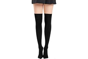 Ammiko Womens Thigh High Socks Cotton Striped Over the Knee Socks Long Knee High Socks Casual High Stockings for Women