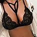 Sinfu Sexy Women Floral Lace Bralette Bustier Bra Sheer Triangle Shirt Crop (Size:M, Black)