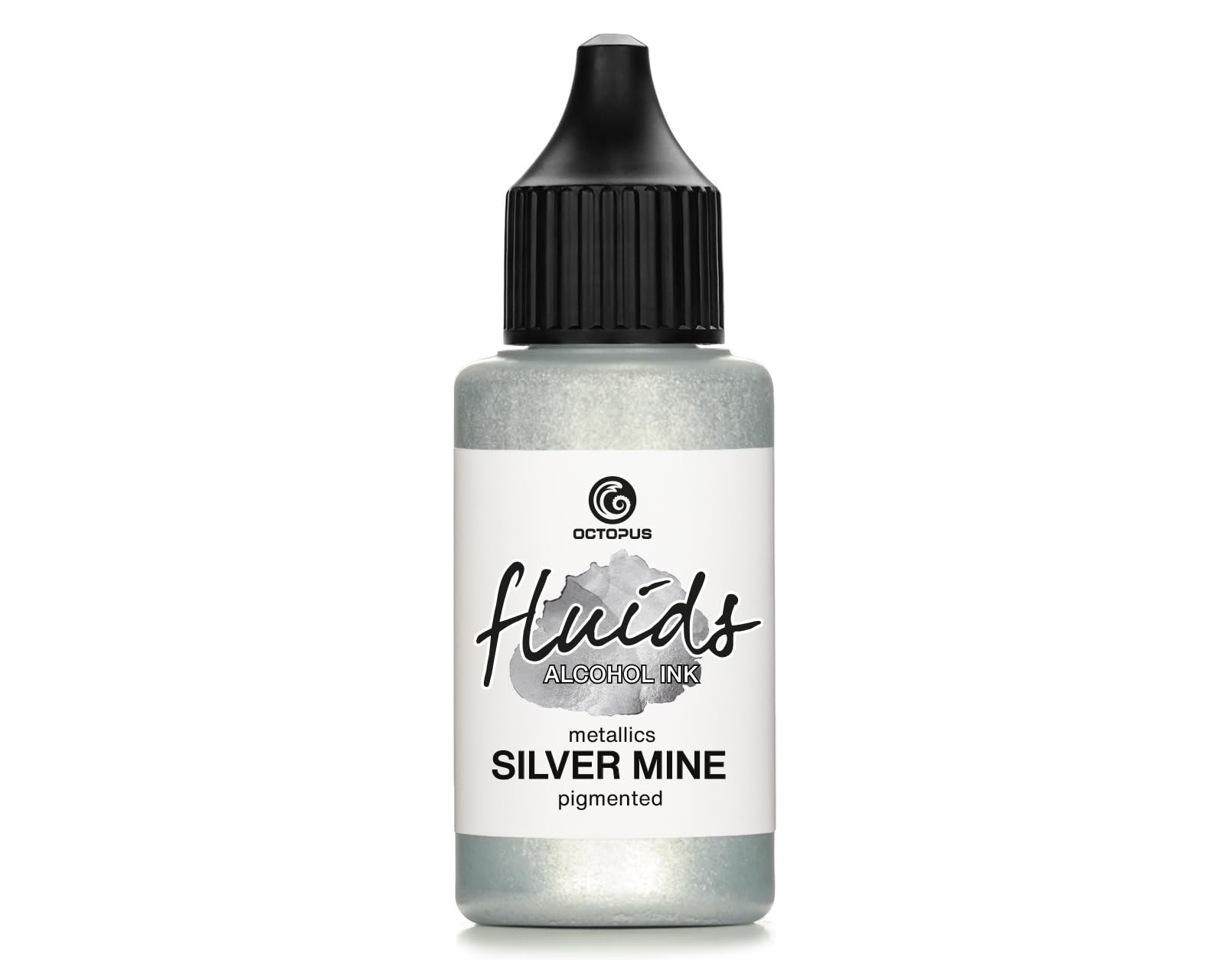 30ml Fluids Alcohol Ink Silver Mine for Fluid Art and Resin, Metallic Silver