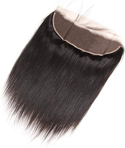 10 Inches Transparent Lace Frontal Closure 13 x 4 Human Hair Straight Wave Pre Plucked Ear To Ear Lace Frontals With Bangs Baby Hair Knots Can Be Bleached