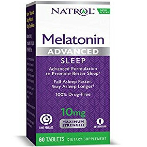 Natrol Advanced Sleep Melatonin Tablets, Maximum Strength 10 mg 60 ea ( Pack of 2) 