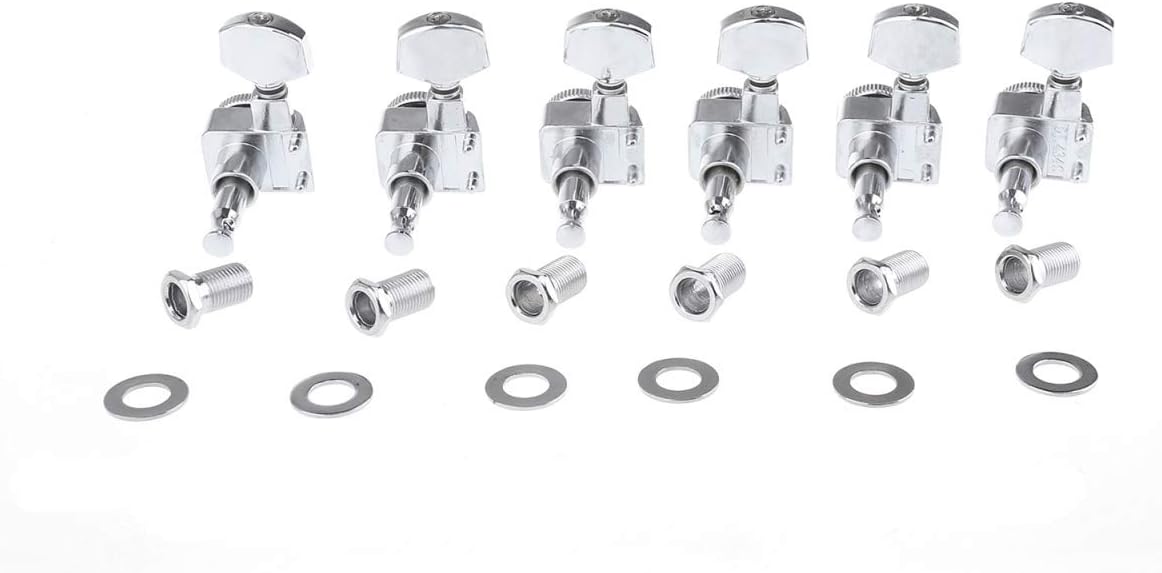 Musiclily Pro 6 inline 2-pins Guitar Locking Tuners Machine Heads Tuning Pegs Keys Set for Fender Strat Tele Style Electric Guitar Chrome - Image 4