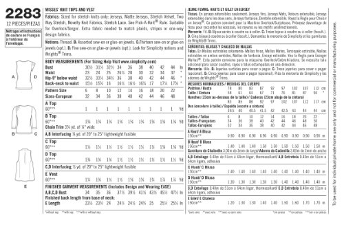 Simplicity Sewing Pattern 2283 Misses' Knit Tops and Vest, H5 (6-8-10-12-14)