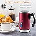 Huogary Milk Frother, Electric Milk Steamer for Hot and Cold Milk, Automatic Milk Warmer w/Two Whisks, Silent Operation and Non-Stick Interior