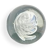 WHW Whole House Worlds Crystal Clear Spiral Swirl Paperweight, Handcrafted Art Glass, 3 1/2 x 3 1/2 Inches
