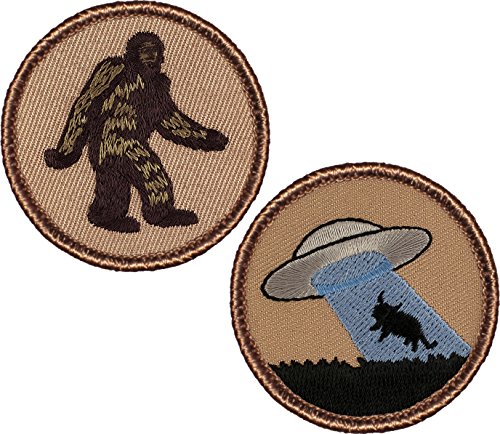 Bundle - 2 Items - Bigfoot Patch & Space Invaders Patch - 2" Diameter Round Embroidered Patches