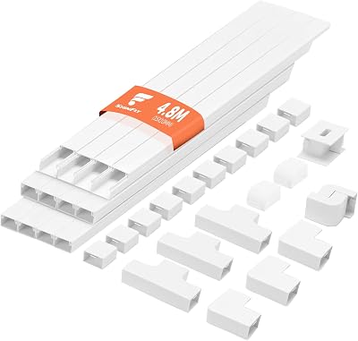 shinfly 4.8m Cable Trunking White 15x10mm Self Adhesive 12 Ducts Kit
