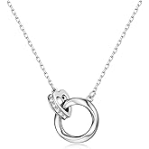 S925 Sterling Silver Necklace for Women-Möbius Strip Eternal Love Chain necklaces,Gold,White Gold Exquisite Circle Necklace,Gift for Girlfriends,lovers,Friends,for Christmas,Valentine's Day,Birthday