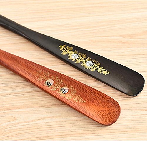 Gold Happy Wooden Shoe Horn Professional Wooden Long Handle Shoe Horn Lifter S