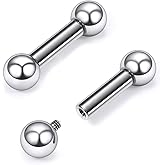 Gnznzko 16G-2G ASTM F136 Titanium Internally Threaded Nipple Tongue Rings Piercing Jewelry Straight Industrial Earring Barbell G23 Titanium Nipple Tongue Bars Piercing Jewelry for Women Men 12MM-40MM