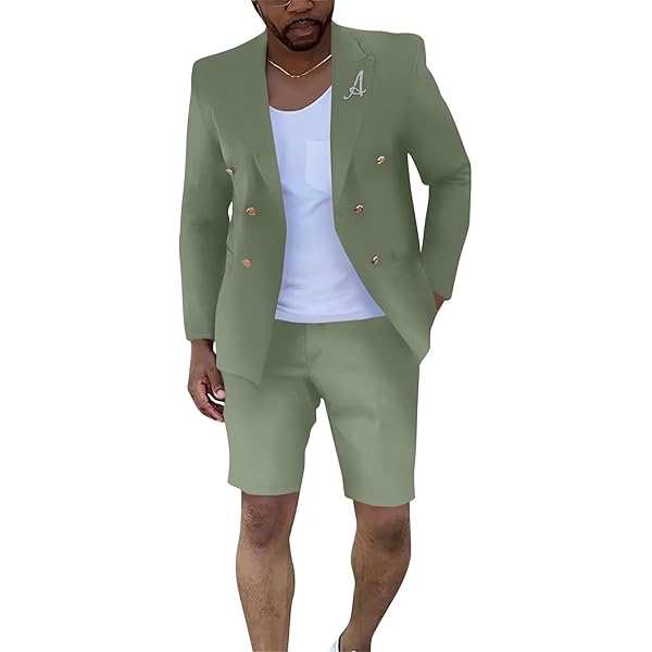 Shorts Suits for Men 2 Piece Summer Suit Outfit Two Buttons Suit