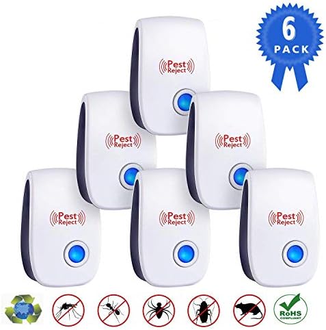 Ultrasonic Vermin Repeller - 2019 Upgrade Electronic Vermin Control Ultrasonic Repellent Indoor Plug and Play for Garden, Bedroom, Kitchen, Living Room Give You a Comfortable Life (6 Packs) (blue)