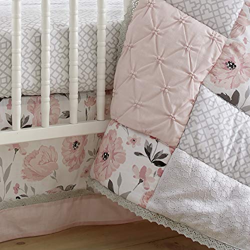 Levtex Baby Elise Crib Bed Set Baby Nursery Set Pink, Grey and