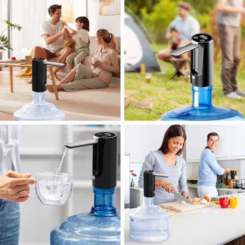 MXHIGO Dispensador de Agua Garrafón Plegable con LED Inteligente y 4 Modos, Bomba de Agua Inalámbrica Recargable Portátil, Despachador de Automático Rápido para Botellas de Galón de 4.5L a 20L