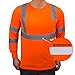 NY Hi-Viz Workwear L9091 Class 3 High Vis Reflective Long Sleeve ANSI Safety Shirt (Large, Orange)