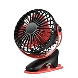 QINUKER Battery Operated Clip on Fan, Portable USB Rechargeable Desk Stroller Fan, 4000mAh Battery, 4 Modes for Baby Stroller Home Office Bedroom and Outdoor Travel (Black)