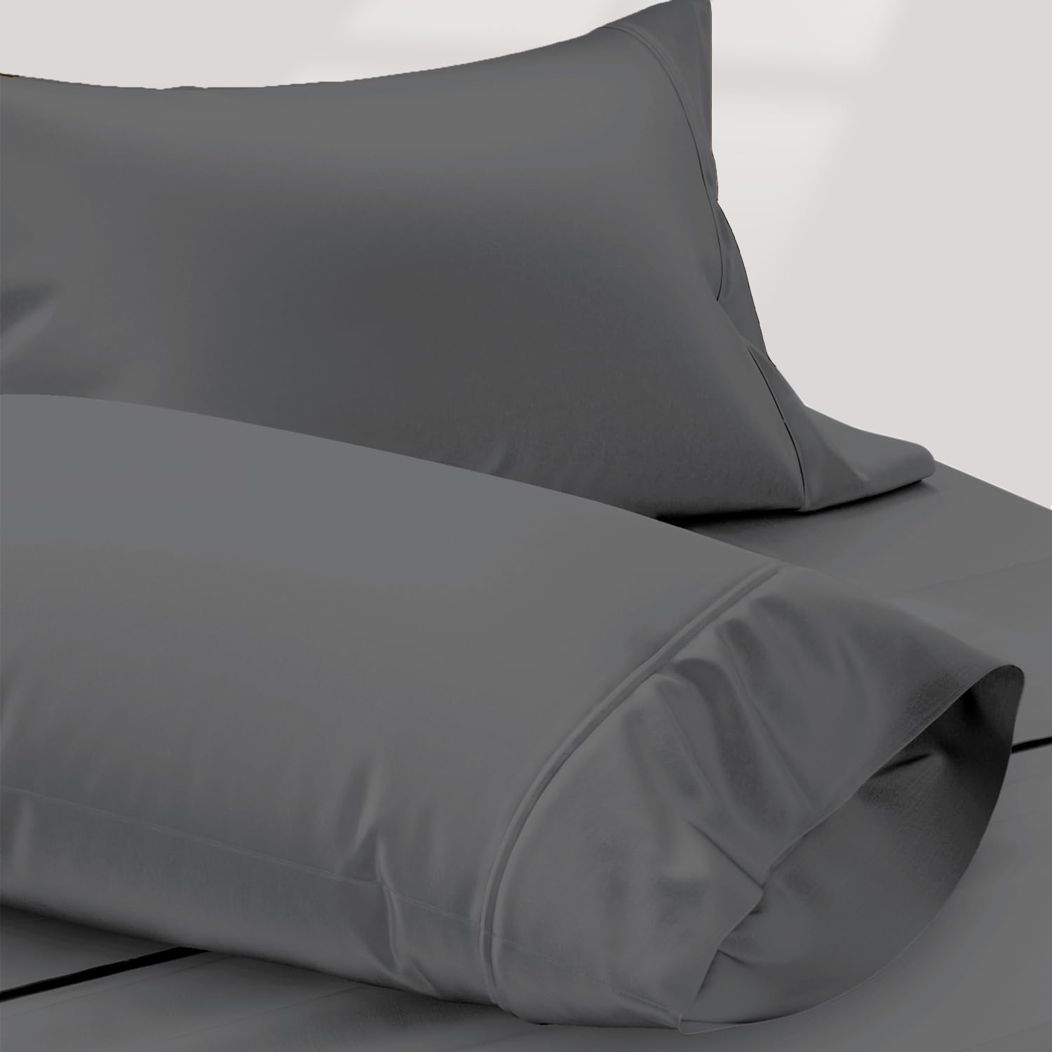 Photo 1 of TEXAS LINEN CO. Luxury Egyptian Cotton King Pillow Cases Set of 2-1000 Thread Count Pillowcases for Sleeping, Soft, Cooling Pillow Cover, Extra Long Staple Hotel Quality Pillow Cases - Dark Grey