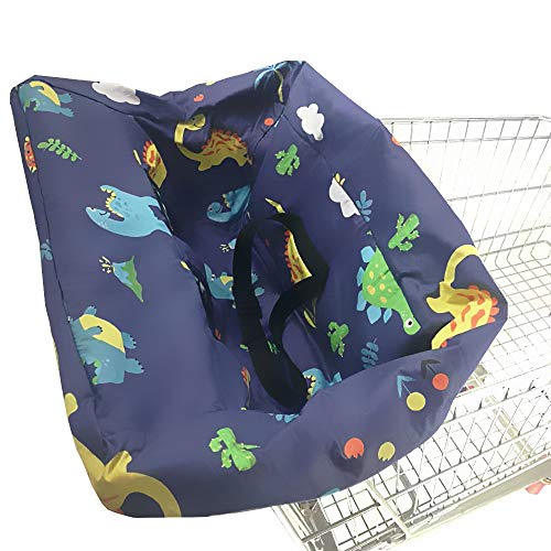 Portable Shopping Cart Cover | High Chair and Grocery Cart Covers for Babies, Kids, Infants & Toddlers ✮ Includes Free Carry Bag ✮ (Simple Dinosaur)