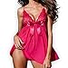 Women's Lace Sexy Lingerie Plus Size Babydoll Lace Chemise Sleepwear and Panty
