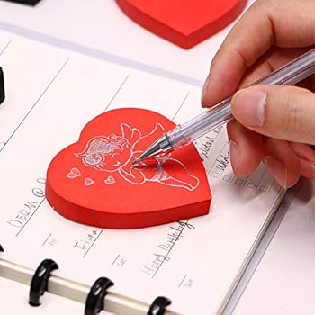Eagle Cute Die-Cut Heart Shaped Sticky Notes, Red, 100 Sheets Per Pack, Pack of 1 (Red)
